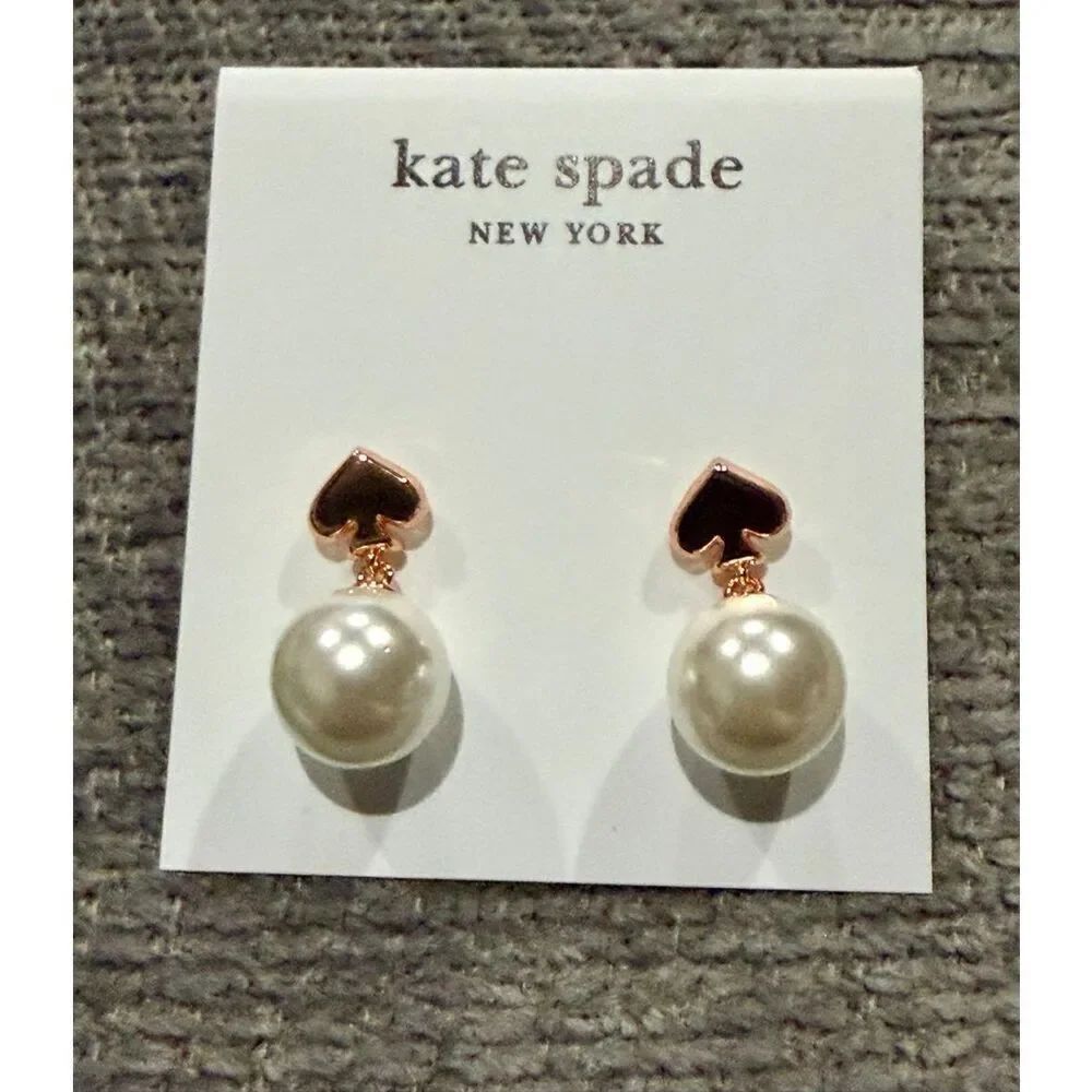 Kate Spade NEW earrings - Rose gold spade pearl drop earrings